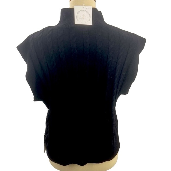 Cupcakes Cashmere Black Soft Cable Knit Mock Neck Sweater Vest Medium Poshmark - Picture 2 of 6